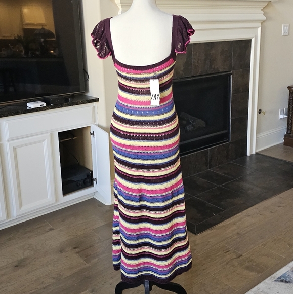 NWT ZARA  LONG CROCHET DRESS special edition dress  S - Picture 11 of 16